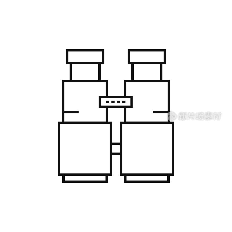 双筒望远镜线图标矢量插图。图标设计的标志，移动应用程序，网站，用户界面，用户体验，标志，符号。