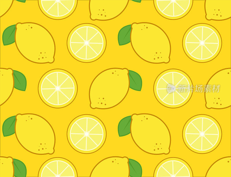柠檬无缝花纹纹理。