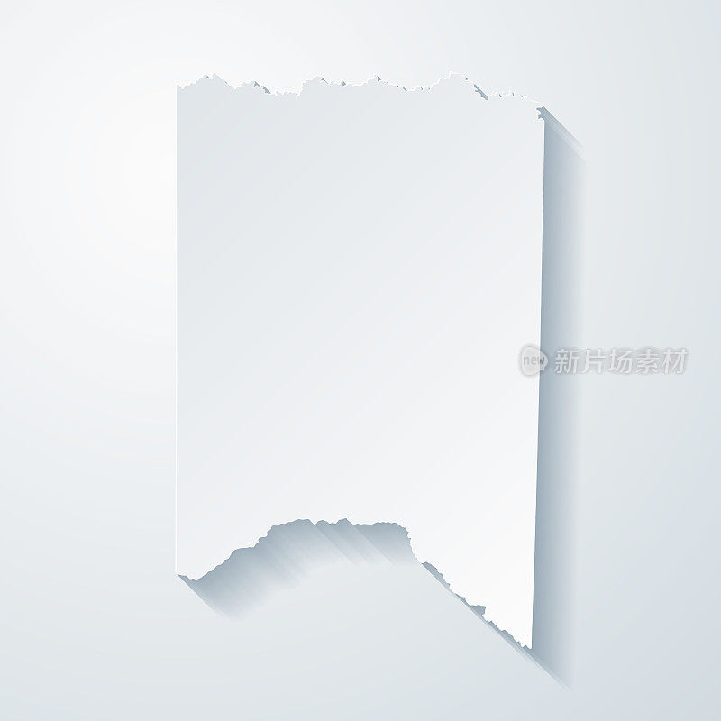 得克萨斯州提图斯县。地图与剪纸效果的空白背景