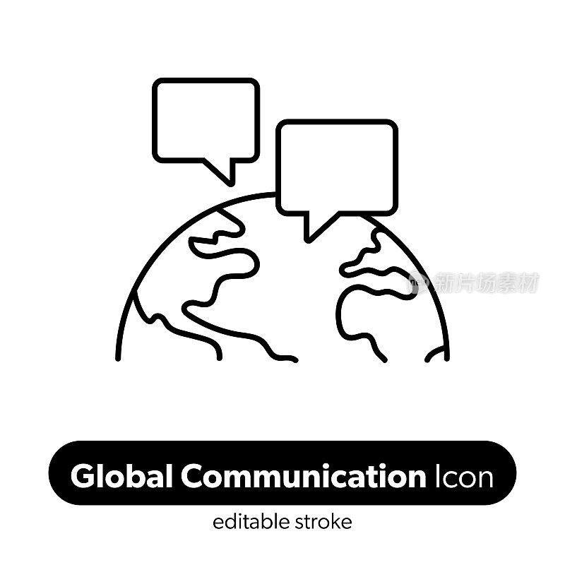 全球通信线路图标。可编辑的描边矢量图标。