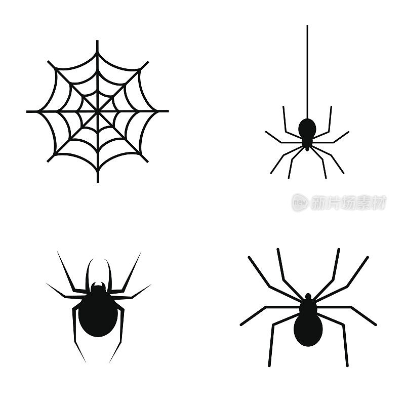 蜘蛛矢量图标集。