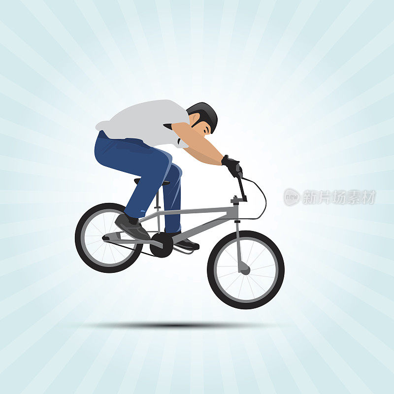 小轮车自行车矢量插图。Bmx运动艺术。Bmx跳。