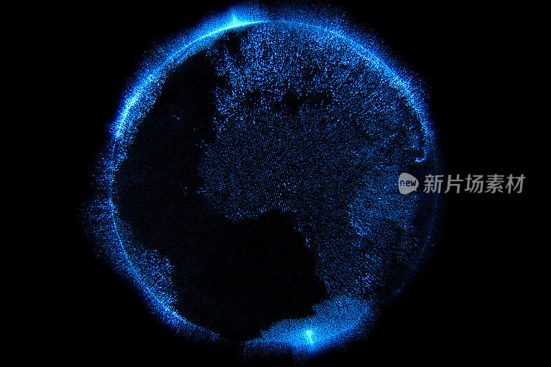 3d渲染蓝色粒子虚拟行星地球世界地球