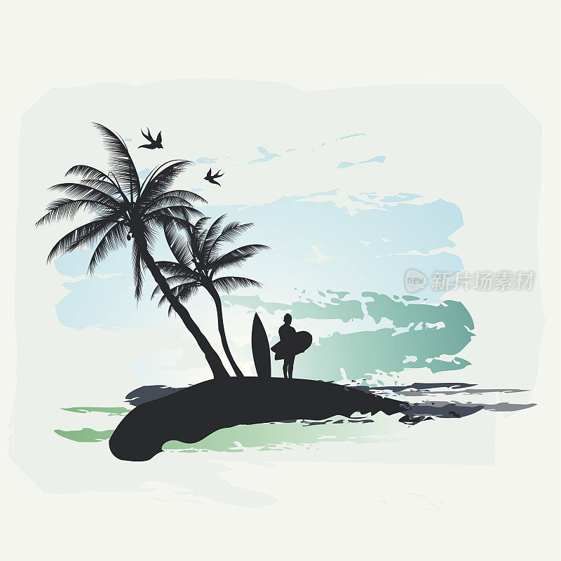 棕榈树冲浪