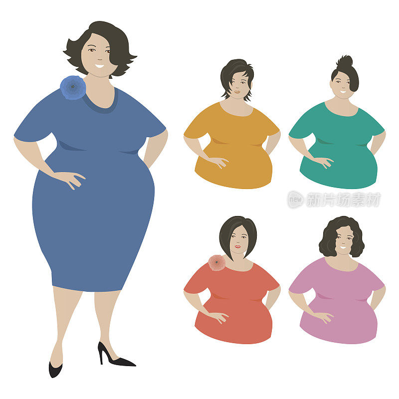 不同的胖女人的外观