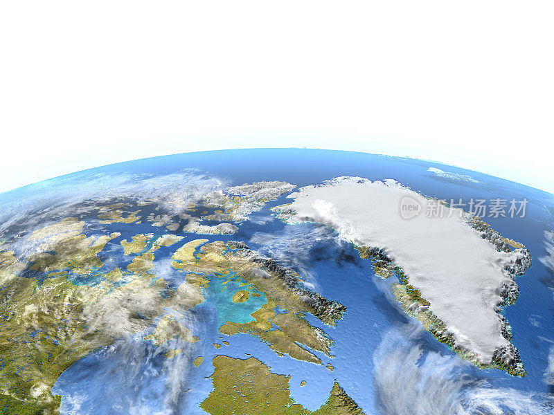 加拿大北部和地球上的格陵兰岛