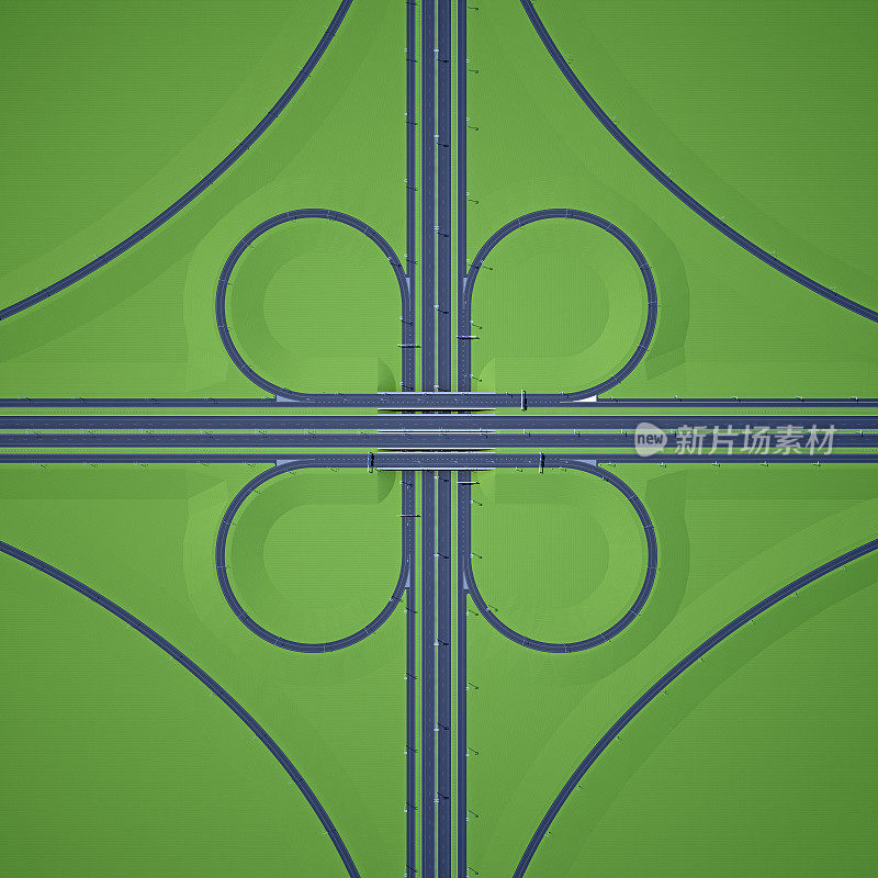 对称交叉公路俯视图