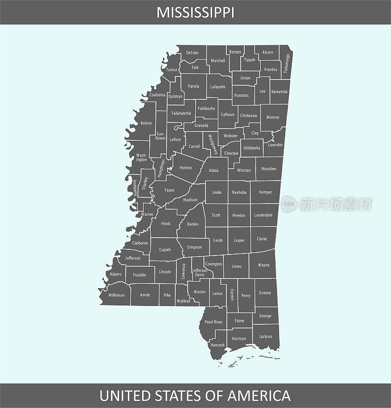 密西西比县地图