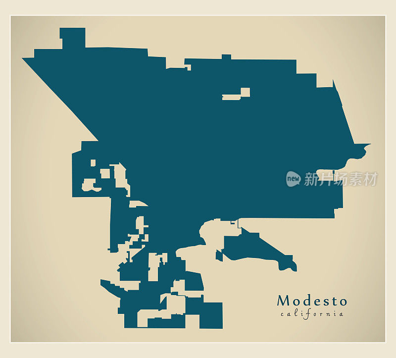 现代城市地图-美国加利福尼亚州莫德斯托市