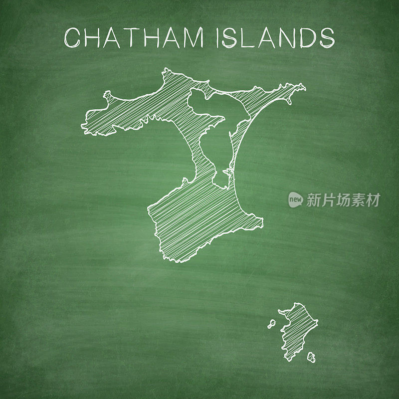 在黑板上画的查塔姆群岛地图-黑板