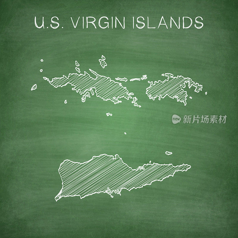 美属维尔京群岛地图画在黑板上-黑板