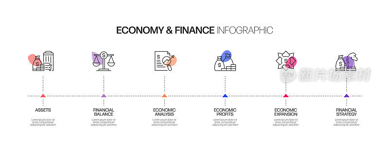 经济和金融概念信息图模板，元素和图标。简单的矢量信息图设计