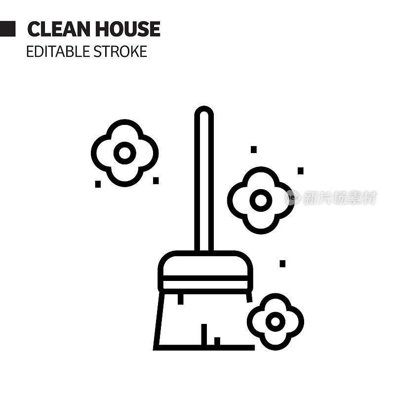 新常态概念-清洁房屋线图标，矢量符号插图。Covid-19冠状病毒