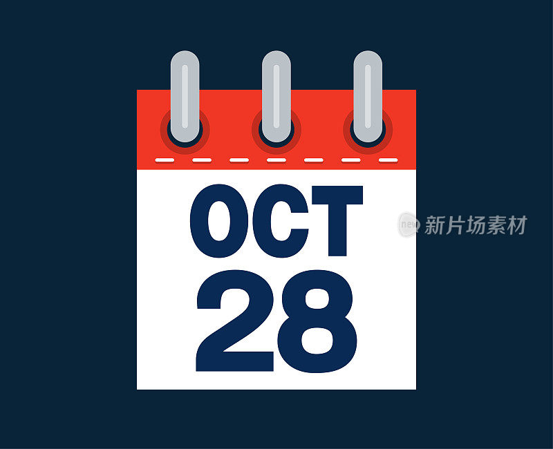 这个月的日历日期是10月28日