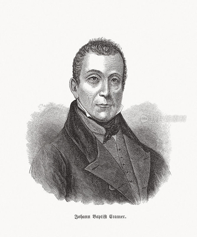 约翰・浸礼会・克莱默(1771-1858)，英国-德国钢琴家，木刻，1893年出版