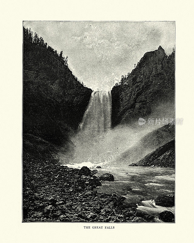 大瀑布，黄石瀑布，19世纪