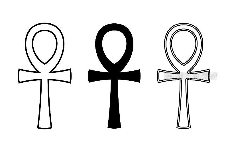 三个十字章符号，生命之钥，十字带柄，象形符号