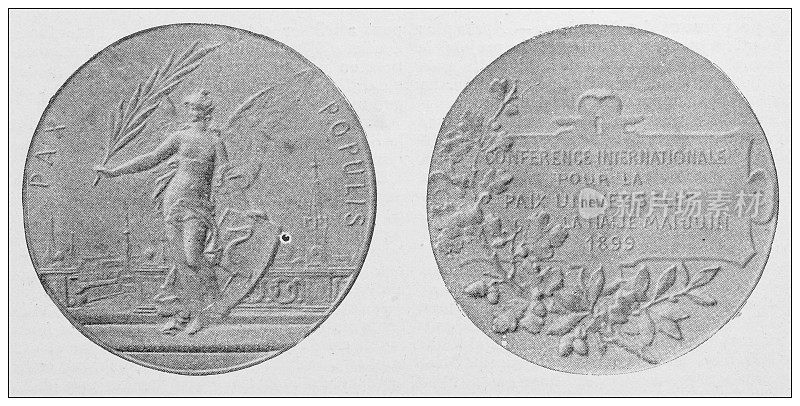 古董照片:海牙和平会议1899奖章