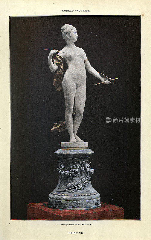 古董插画后的雕塑保罗莫罗-弗蒂耶，绘画，女艺术家
