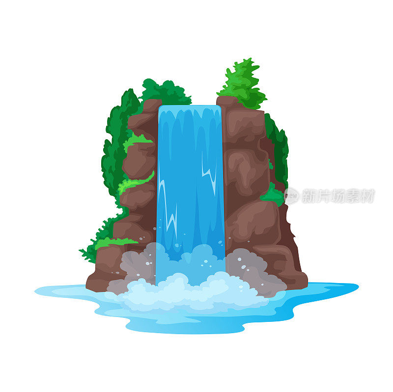 瀑布，水从山崖上倾泻而下