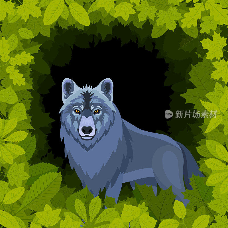 森林里的狼。吉祥物创意Logo设计。