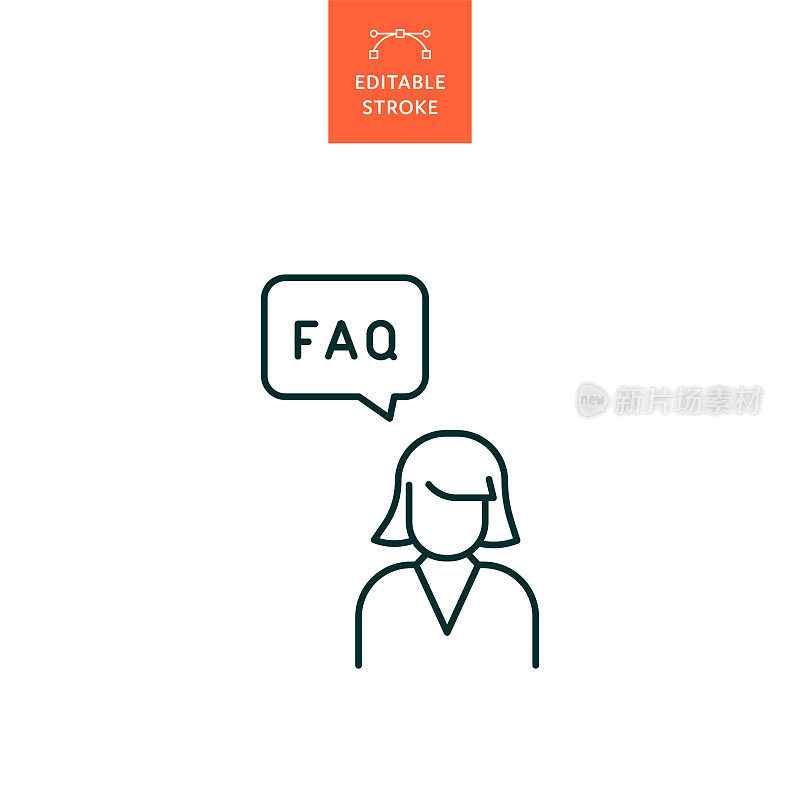 带有可编辑笔画的FAQ线图标。Icon适用于网页设计、移动应用、UI、UX和GUI设计。