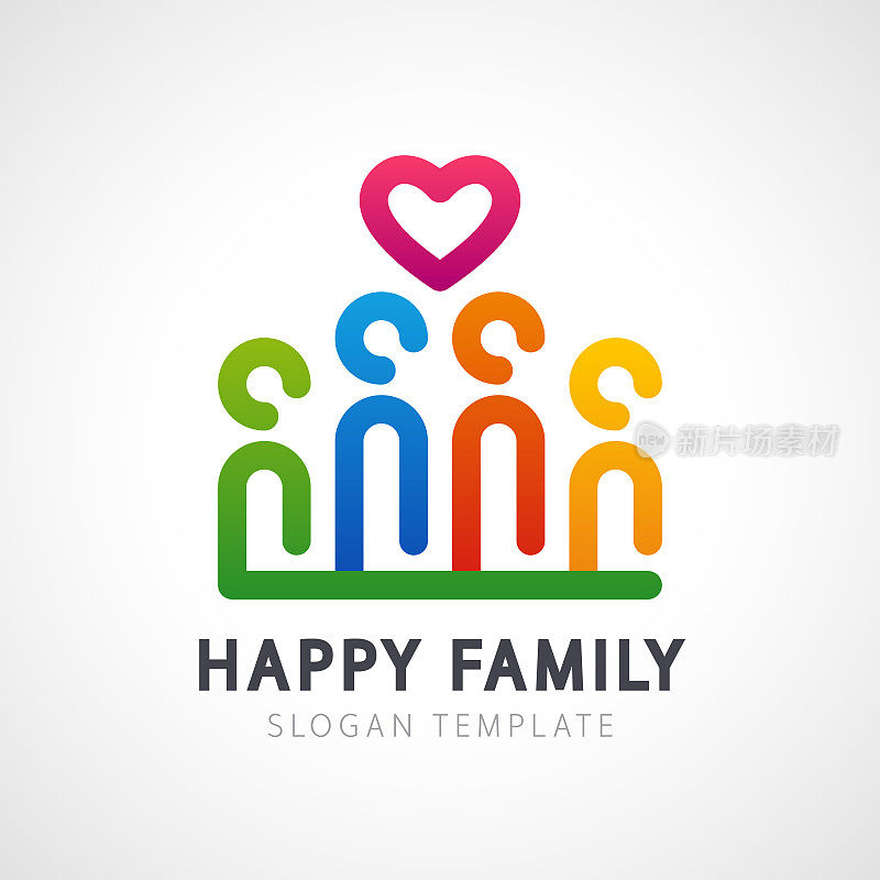 幸福家庭彩色符号模板