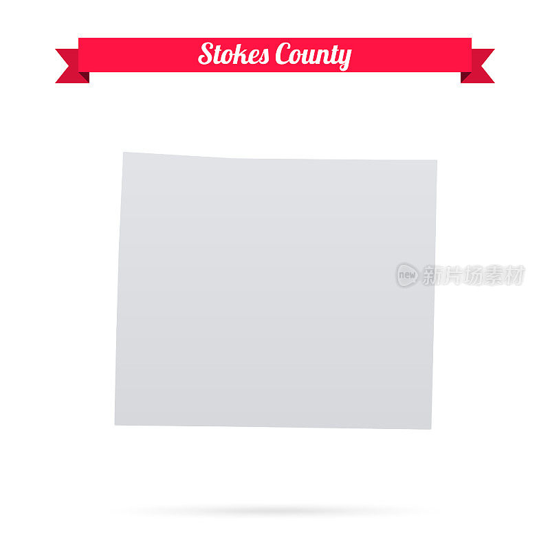 北卡罗来纳州的斯托克斯县。白底红旗地图