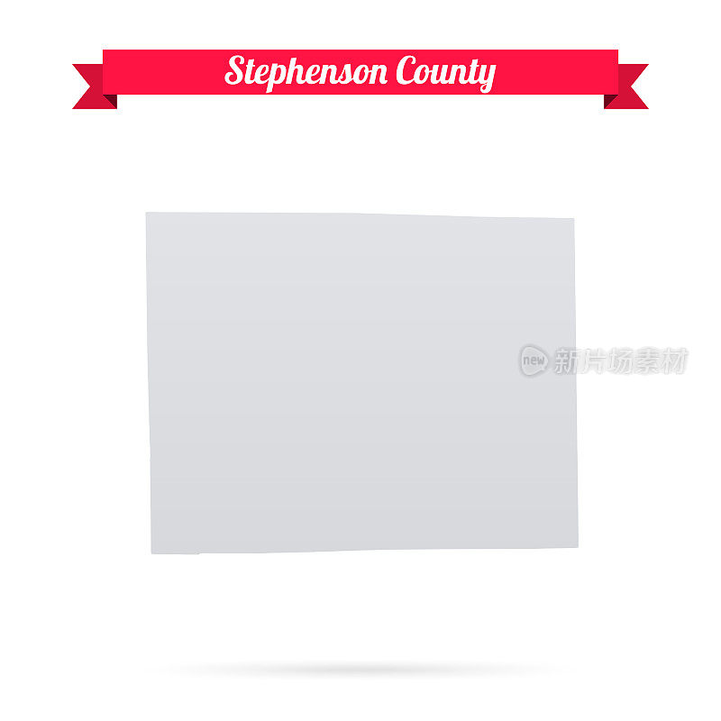 斯蒂芬森县，伊利诺伊州。白底红旗地图