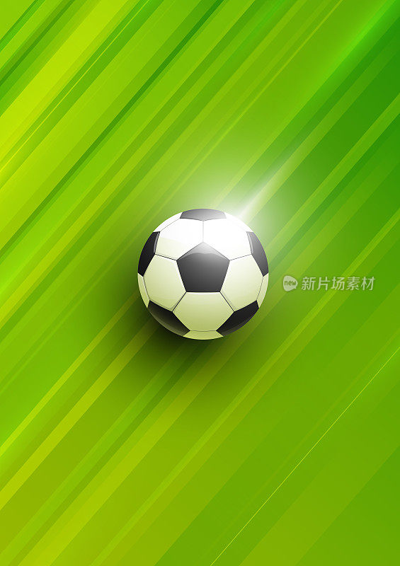 绿线图案背景上的足球