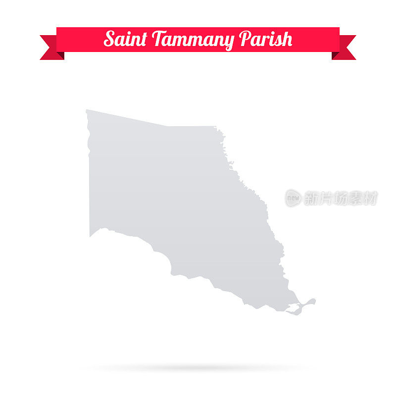 圣塔玛尼教区，路易斯安那州。白底红旗地图