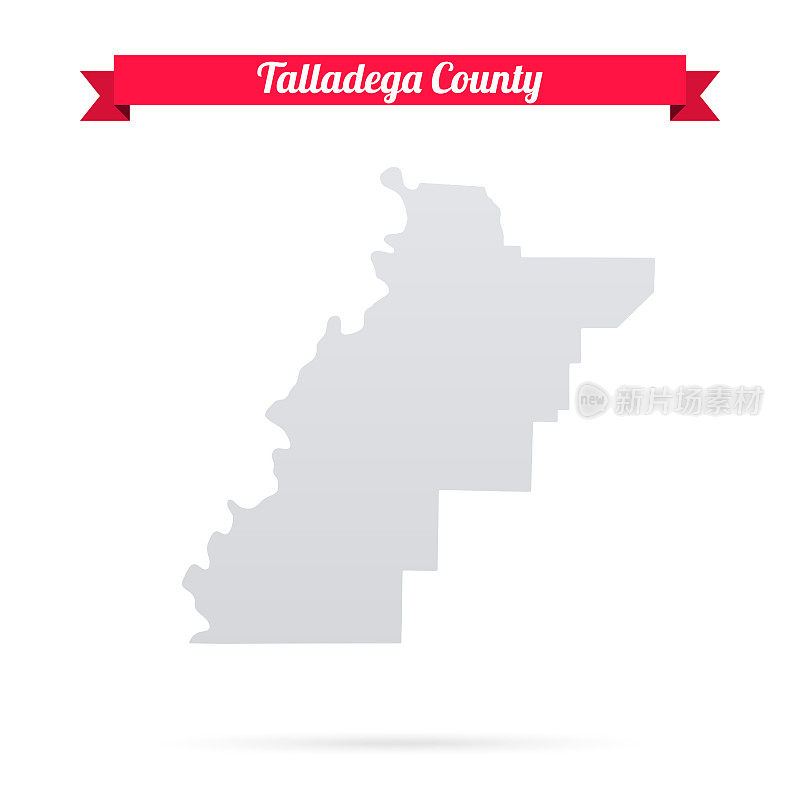塔拉迪加县，阿拉巴马州。白底红旗地图