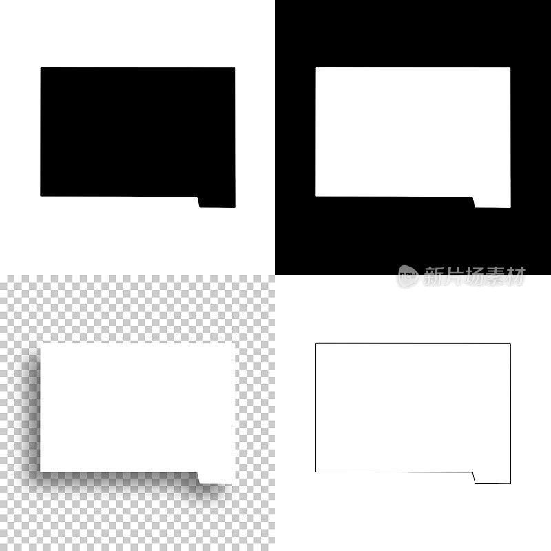 南达科他州马歇尔县。设计地图。空白，白色和黑色背景