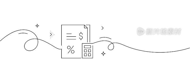 连续线绘制的财务报告图标。手绘符号矢量插图。