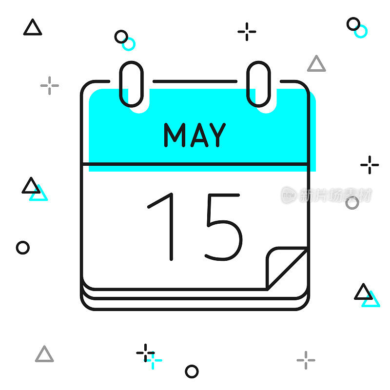 5月15日。白色背景上的线图标