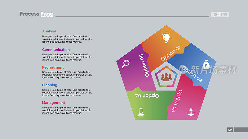 五种选项五角大楼幻灯片模板