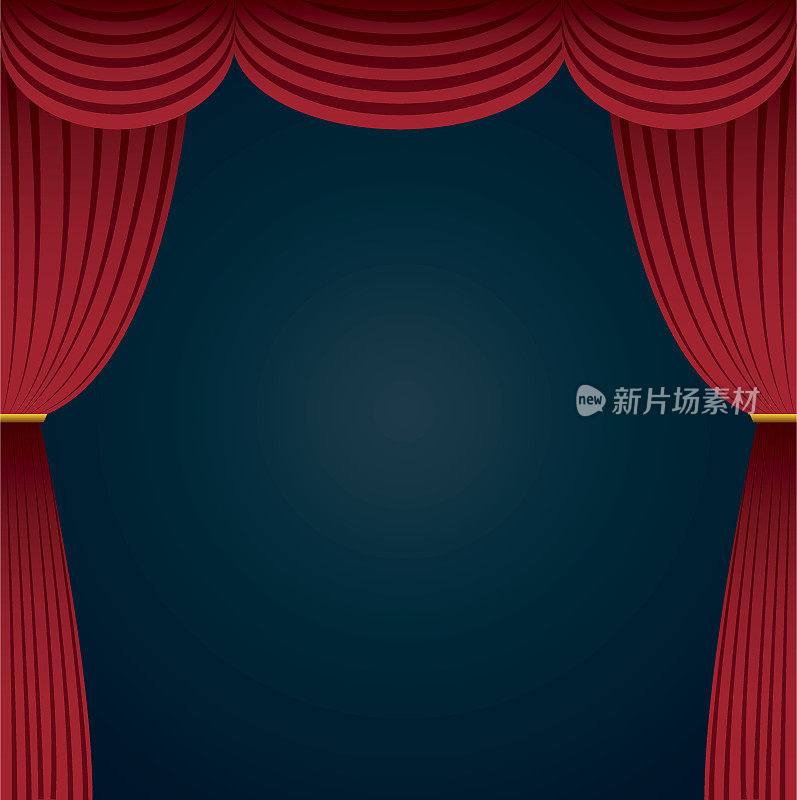 红色舞台上的黑色背景，矢量插图