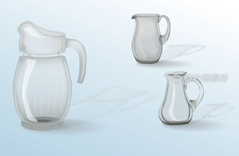 玻璃器皿，水壶，玻璃杯，杯子。装饰家居用品