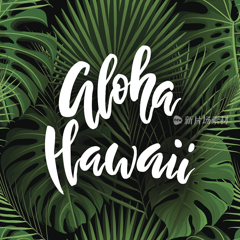 Aloha夏威夷毛笔刻字。