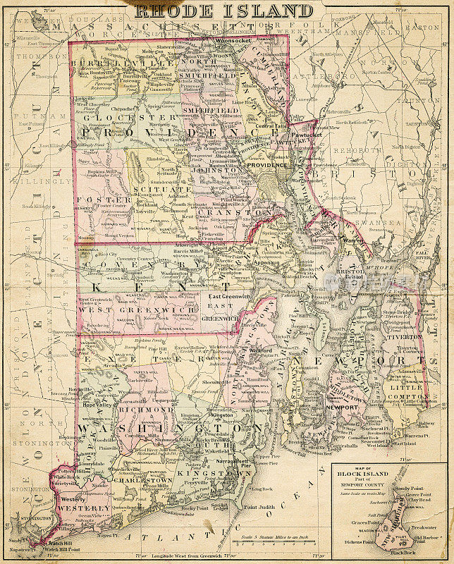 罗德岛地图，1881年