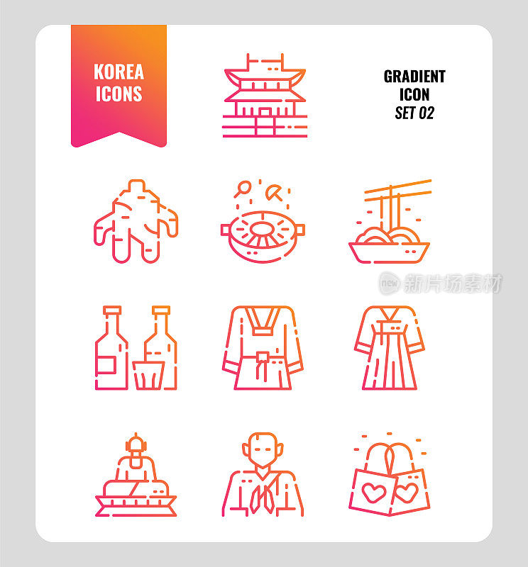 韩国图标2。包括地标、美食、传统文化等。