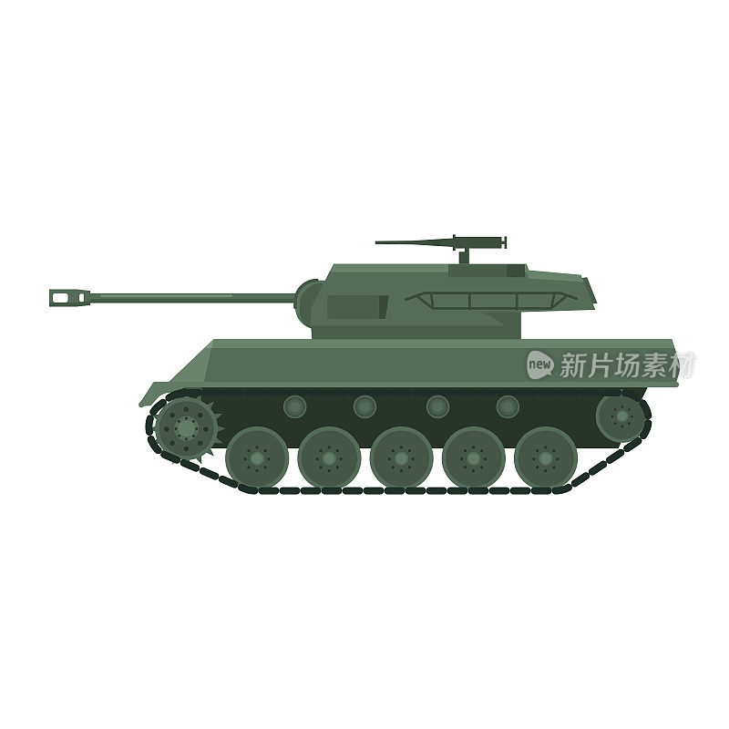 坦克美国二战炮机动马车M18，地狱猫。军事机器战争、武器、战斗标志侧视图图标剪影。矢量插图孤立