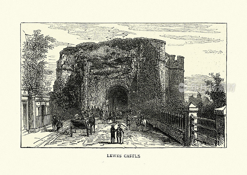 刘易斯城堡，东苏塞克斯，19世纪70年代，19世纪