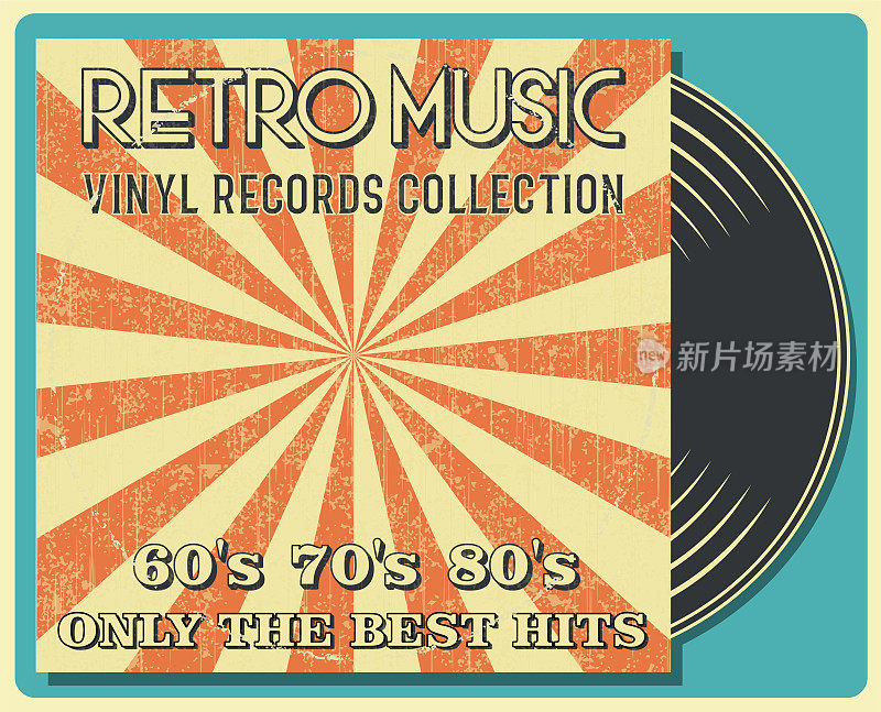 复古音乐黑胶唱片海报在复古设计风格。