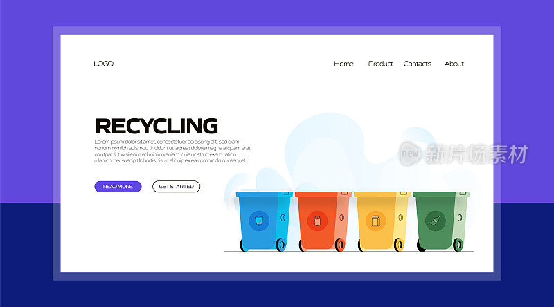 回收概念矢量插图的着陆页模板，网站横幅，广告和营销材料，在线广告，业务演示等。