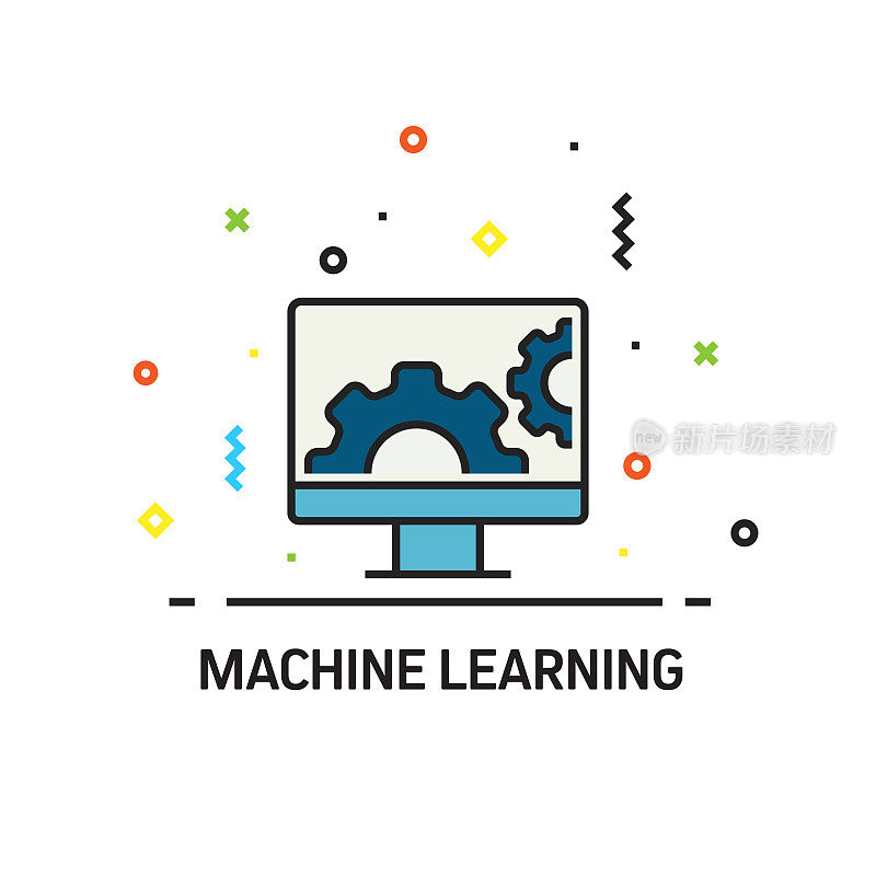 人工智能-机器学习相关图标。矢量图的符号