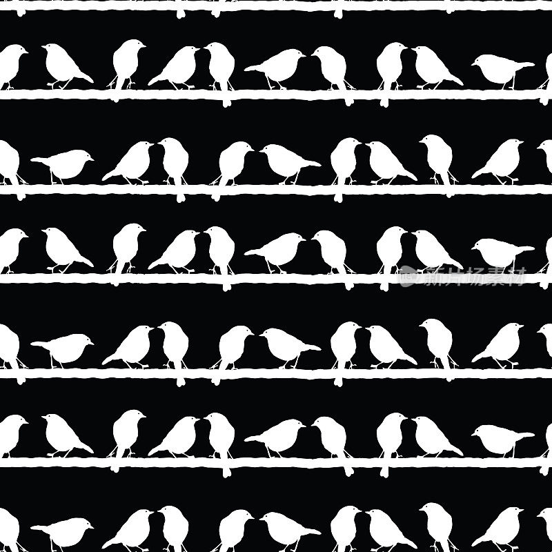 白色鸟的轮廓线geo黑色背景设计
