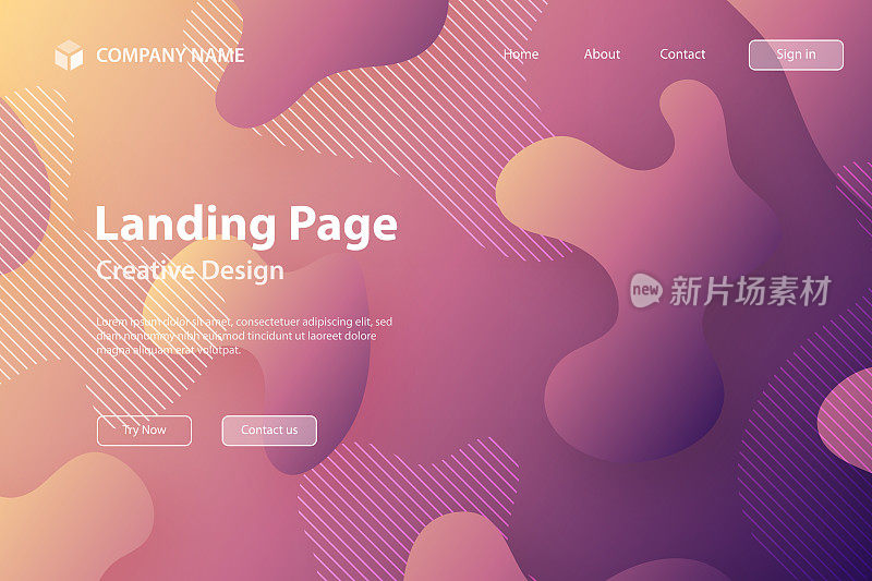 登陆页面模板-在紫色渐变背景上使用流体形状的抽象设计