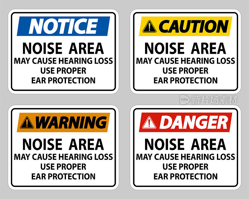 噪音区域可能导致听力损失使用适当的耳保护措施