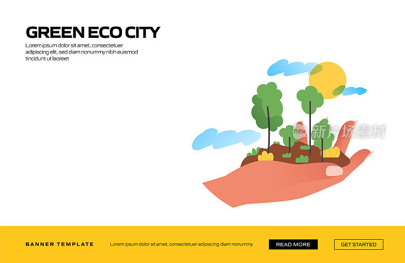 绿色生态城市概念矢量插图用于标题网站横幅，广告和营销材料，在线广告，商业展示等。